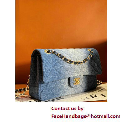 Chanel Washed Denim  &  Gold-Tone Metal Classic Flap 11.12 Handbag A01112 Blue 2025